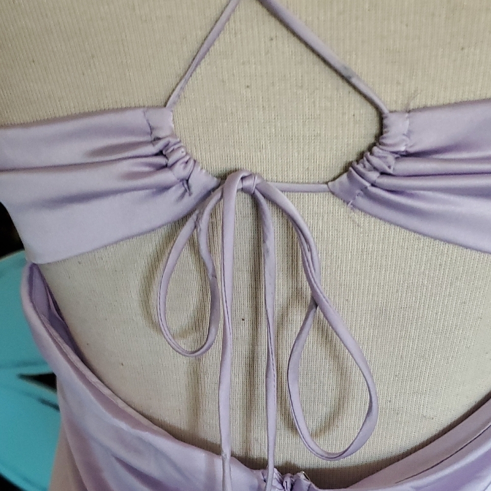 Purple Ruched Ruffled Babydoll Mini Dress - Picture 4 of 6